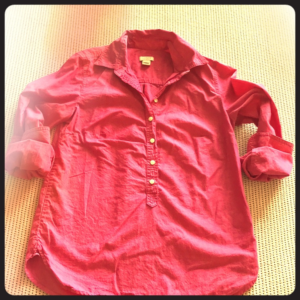 Hot pink half button up